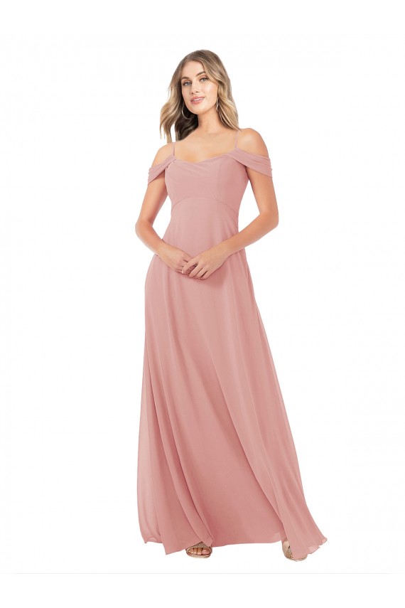 Soft Chiffon A-Line Sleeveless Bliss Pink Bridal Party Dress Glasgow