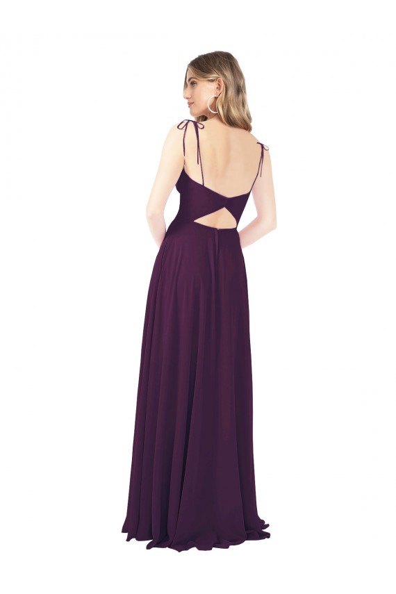 Soft Chiffon A-Line Long Sleeveless Keyhole Back Front Slit Bridesmaid Dresses Glasgow