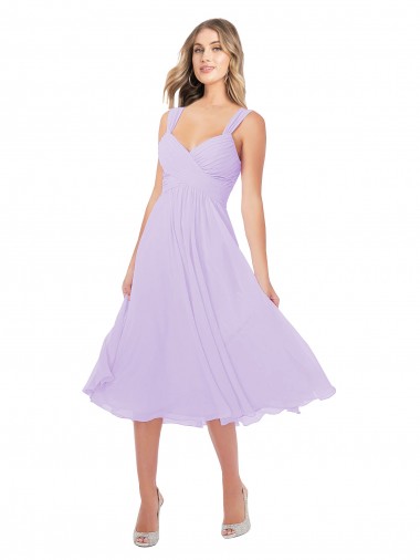 Soft Chiffon A-Line Midi Length Sleeveless High Low Bridesmaid Dress Glasgow