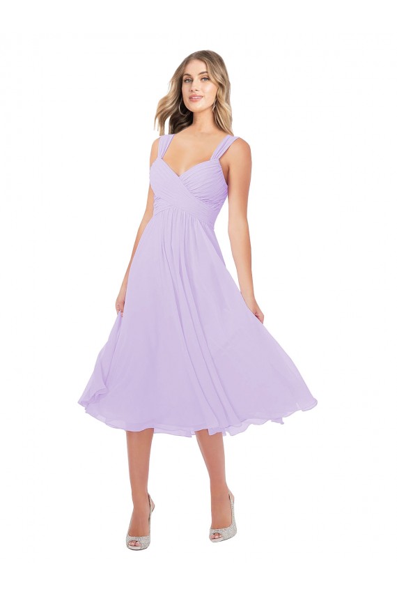 Soft Chiffon A-Line Midi Length Sleeveless High Low Bridesmaid Dress Glasgow