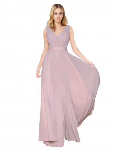 Soft Chiffon A-Line Long Sleeveless V-Back Formal Evening Gown / Prom Dress / Bridesmaid Dress Glasgow