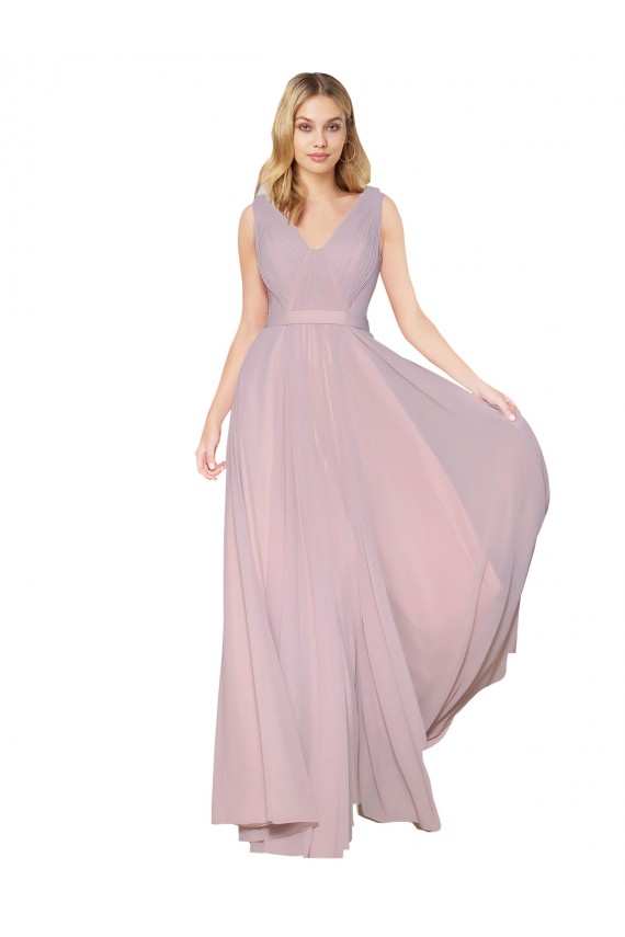 Soft Chiffon A-Line Long Sleeveless V-Back Formal Evening Gown / Prom Dress / Bridesmaid Dress Glasgow