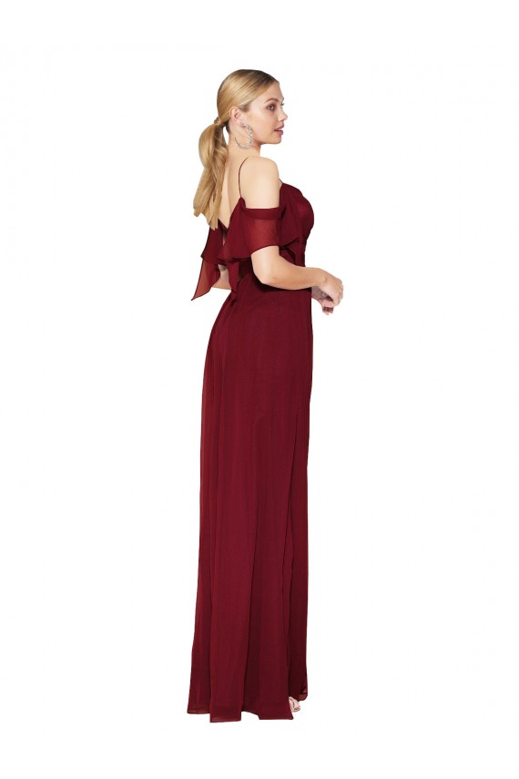 Soft Chiffon Trumpet Long Cold Shoulder V-Back Formal Evening Gown / Prom Dress / Bridesmaid Dress Glasgow