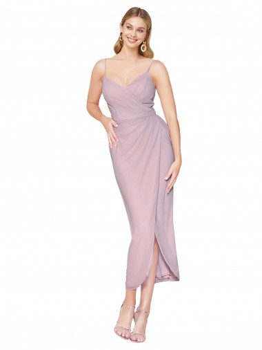 Soft Chiffon Mermaid Knee Length Sleeveless V-Back High Low Evening Gown / Prom Dress / Bridesmaid Dress Glasgow