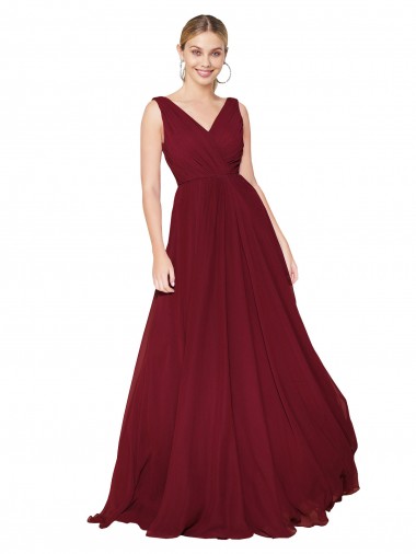 Soft Chiffon A-Line Sleeveless Burgundy Formal Dress / Bridesmaid Dress Glasgow