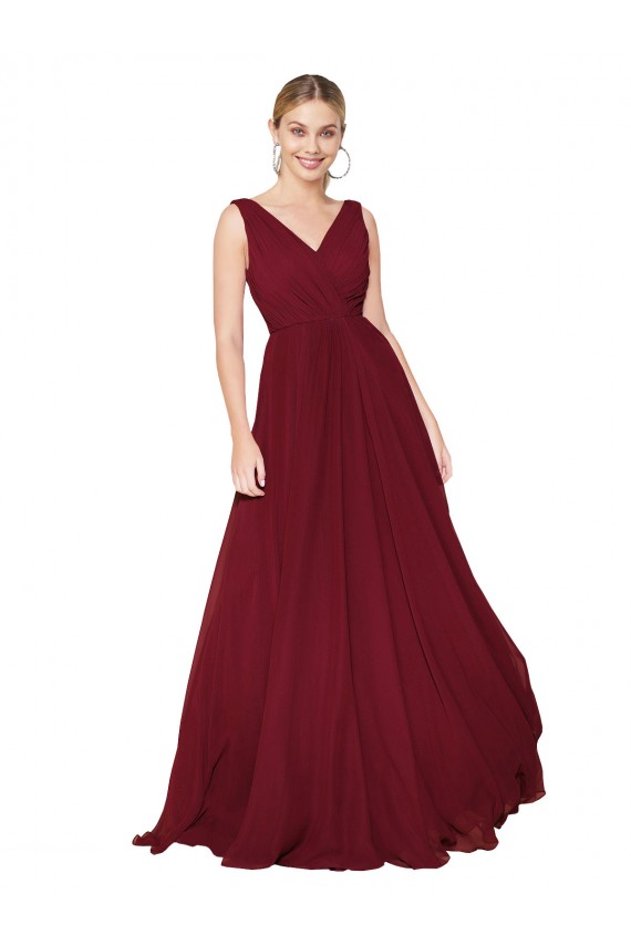 Soft Chiffon A-Line Sleeveless Burgundy Formal Dress / Bridesmaid Dress Glasgow