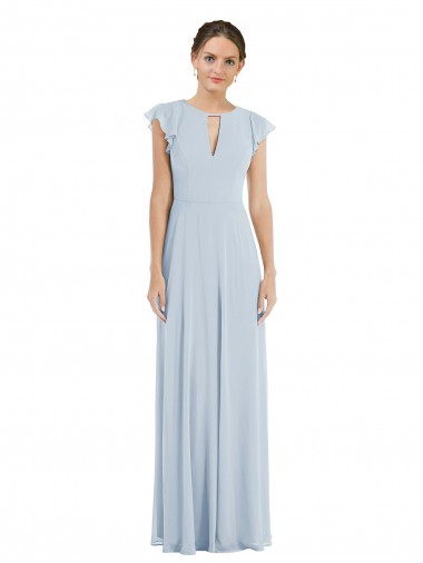 Soft Chiffon A-Line Long Flutter Sleeves V-Back Formal Evening Gown / Bridesmaid Dress Glasgow