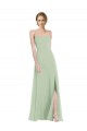 Soft Chiffon A-Line Long Sleeveless Criss Cross Back Front Slit Evening Dresses Glasgow