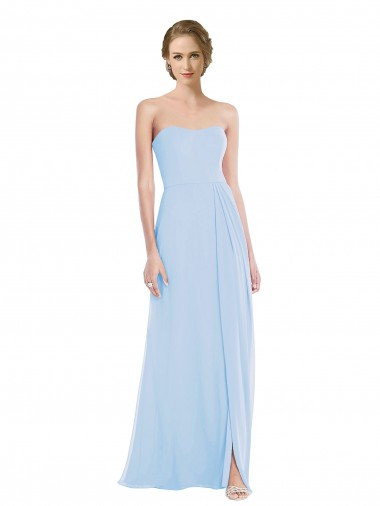 Soft Chiffon A-Line Long Sleeveless Pleated Front Slit Evening Dresses Glasgow