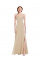 Soft Chiffon A-Line Long Sleeveless Criss Cross Back Champagne Evening Dresses Glasgow