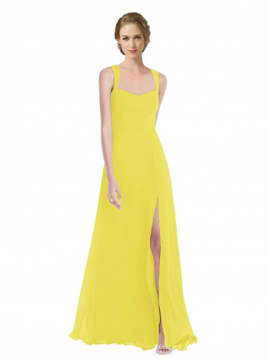 Soft Chiffon A-Line Long Sleeveless Semi Formal Evening Dress / Bridesmaid Dress Glasgow
