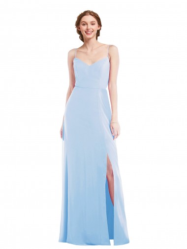 Soft Chiffon A-Line Long Sleeveless Light Sky Blue Evening Dresses Glasgow