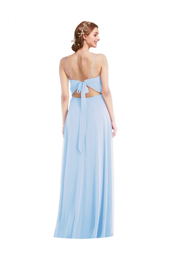 Soft Chiffon A-Line Long Sleeveless Light Sky Blue Evening Dresses Glasgow
