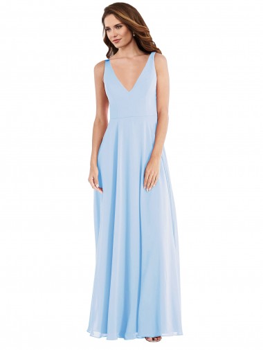 Soft Chiffon Long Sleeveless Semi Formal Evening Dress / Bridesmaid Dress Glasgow