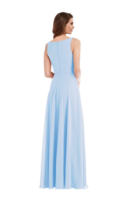 Soft Chiffon Long Sleeveless Semi Formal Evening Dress / Bridesmaid Dress Glasgow