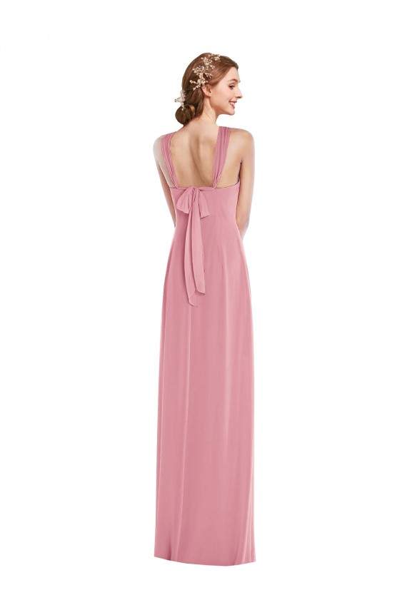 Soft Chiffon A-Line Long Sleeveless Open Back Front Slit Evening Dresses Glasgow