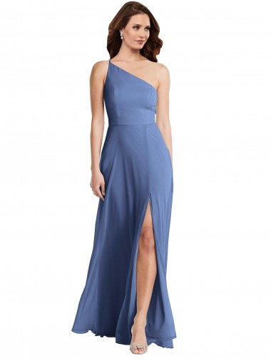 Soft Chiffon A-Line Long Sleeveless Flirty Slit Evening Dresses Glasgow