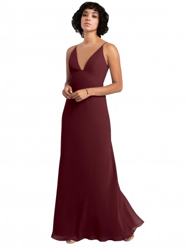 Soft Chiffon A-Line Sleeveless Burgundy Gold Bridesmaid Dress / Formal Dress Glasgow