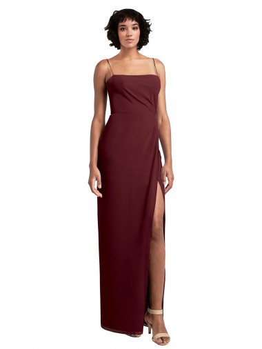 Soft Chiffon A-Line Long Sleeveless Open Back High Side Slit Bridesmaid Dresses Glasgow