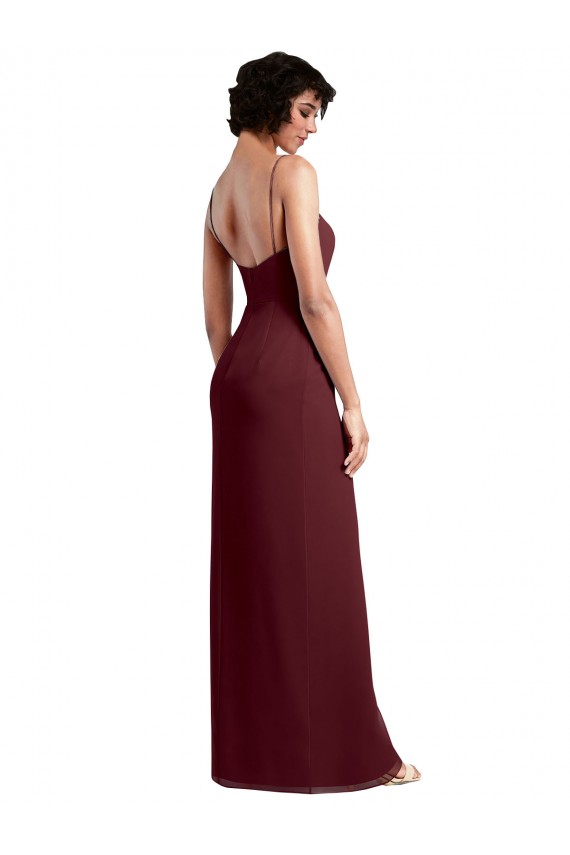 Soft Chiffon A-Line Long Sleeveless Open Back High Side Slit Bridesmaid Dresses Glasgow