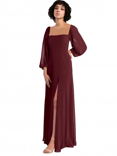 Chiffon A-Line Long Long Sleeves Bridesmaid Dress / Evening Dress Glasgow