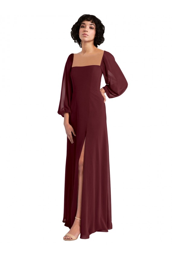 Chiffon A-Line Long Long Sleeves Bridesmaid Dress / Evening Dress Glasgow