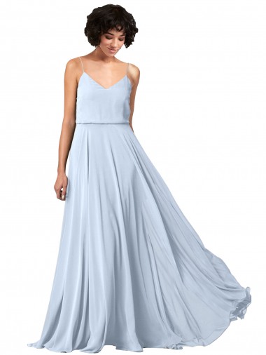 Soft Chiffon A-Line Long Sleeveless Spaghetti Straps Low Back Bridesmaid Dresses Glasgow