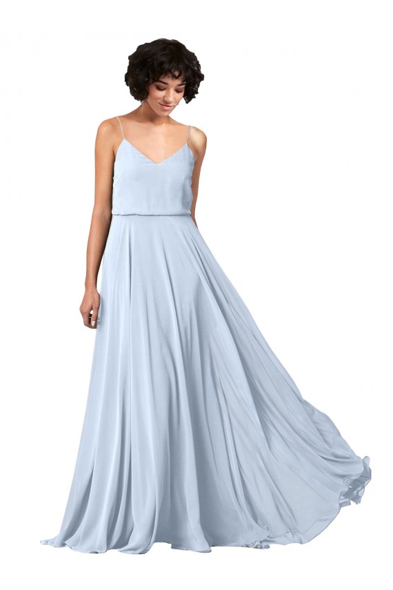 Soft Chiffon A-Line Long Sleeveless Spaghetti Straps Low Back Bridesmaid Dresses Glasgow