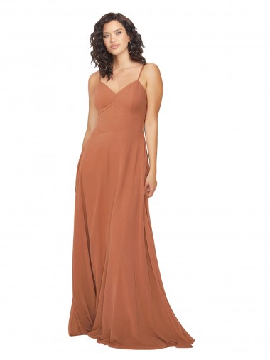 Soft Chiffon A-Line Long Sleeveless Rosewood Keyhole Back Bridesmaid Dress Glasgow