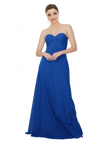Chiffon A-Line Long Sleeveless Royal Blue Keyhole Back Bridesmaid Dress / Evening Dress Glasgow