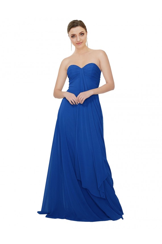 Chiffon A-Line Long Sleeveless Royal Blue Keyhole Back Bridesmaid Dress / Evening Dress Glasgow