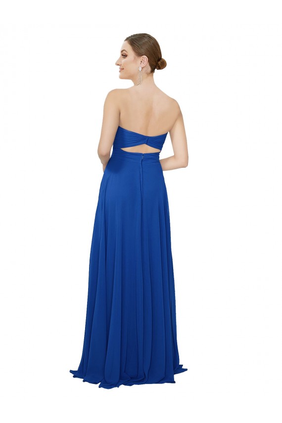 Chiffon A-Line Long Sleeveless Royal Blue Keyhole Back Bridesmaid Dress / Evening Dress Glasgow