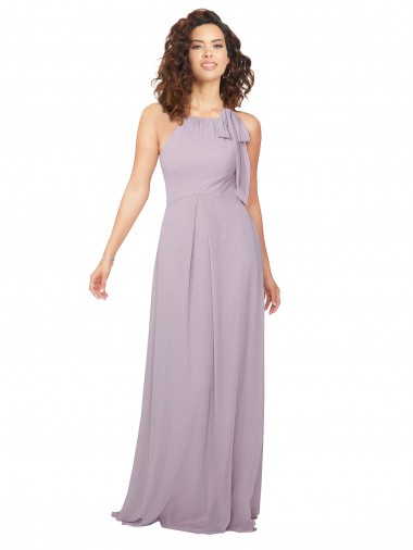 Chiffon A-Line Long Sleeveless Pink Glow Keyhole Back Bridesmaid Dress / Evening Dress Glasgow