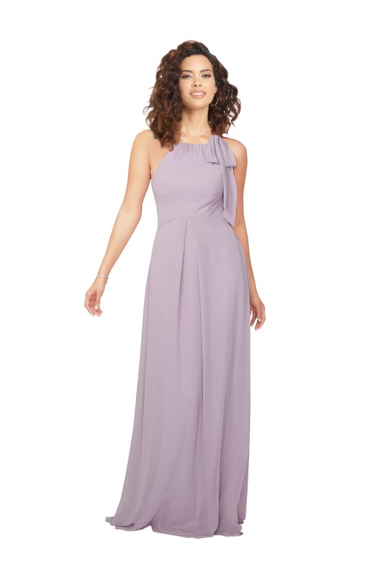 Chiffon A-Line Long Sleeveless Pink Glow Keyhole Back Bridesmaid Dress / Evening Dress Glasgow
