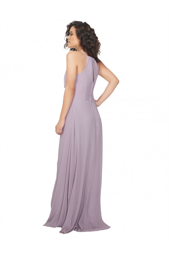 Chiffon A-Line Long Sleeveless Pink Glow Keyhole Back Bridesmaid Dress / Evening Dress Glasgow