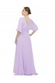 Lxue Chiffon A-Line Long Half Sleeves Low Back Bridesmaid Dress Glasgow