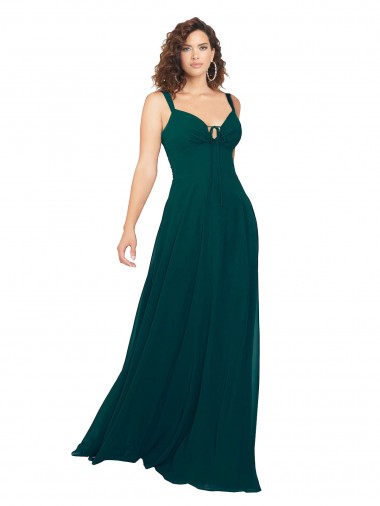 Soft Chiffon A-Line Long Sleeveless Hunter Low Back Bridesmaid Gowns Glasgow
