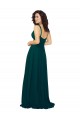 Soft Chiffon A-Line Long Sleeveless Hunter Low Back Bridesmaid Gowns Glasgow