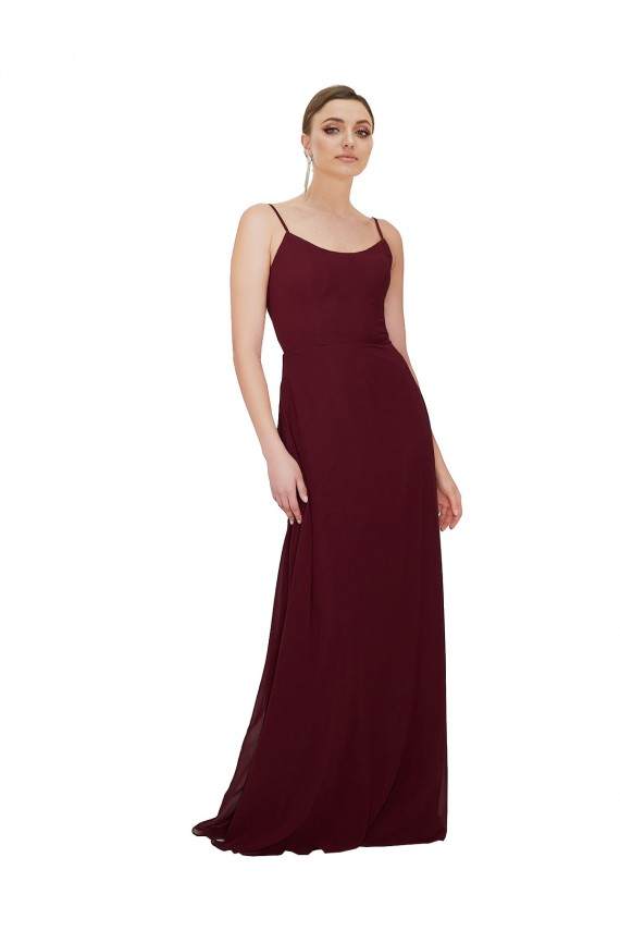 Soft Chiffon A-Line Long Sleeveless Scoop Neck Keyhole Back Bridesmaid Dresses Glasgow