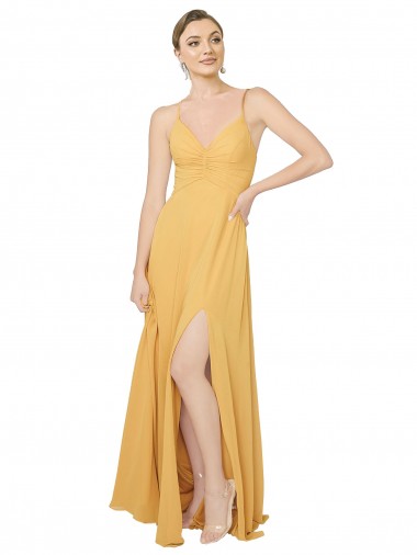 Chiffon Long Sleeveless Open Back Bridesmaid Dress / Evening Dress Glasgow