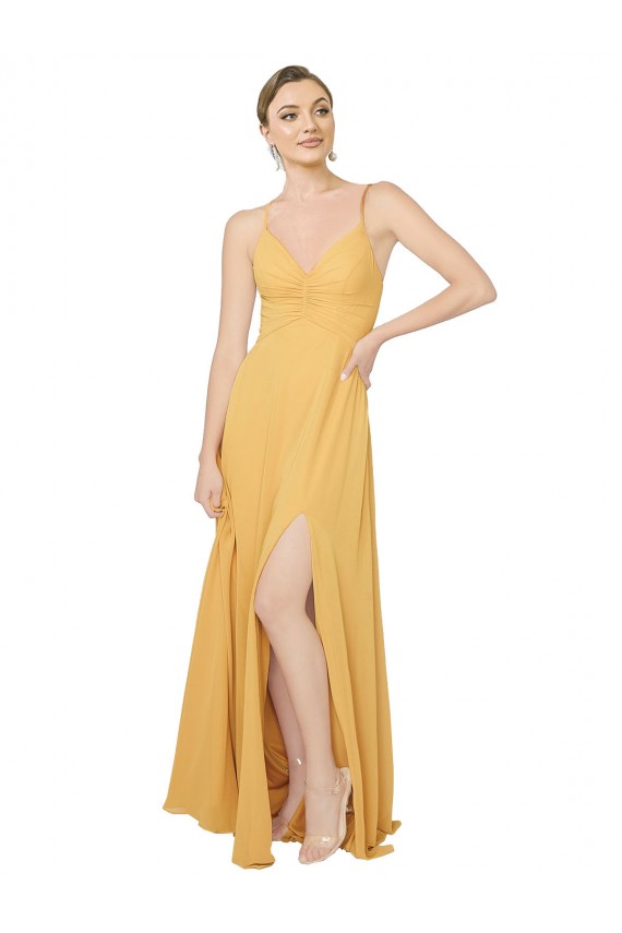 Chiffon Long Sleeveless Open Back Bridesmaid Dress / Evening Dress Glasgow