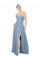 Chiffon A-Line Long Sleeveless Low Back Front Slit Bridesmaid Dress / Evening Dress Glasgow