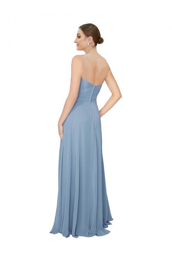 Chiffon A-Line Long Sleeveless Low Back Front Slit Bridesmaid Dress / Evening Dress Glasgow