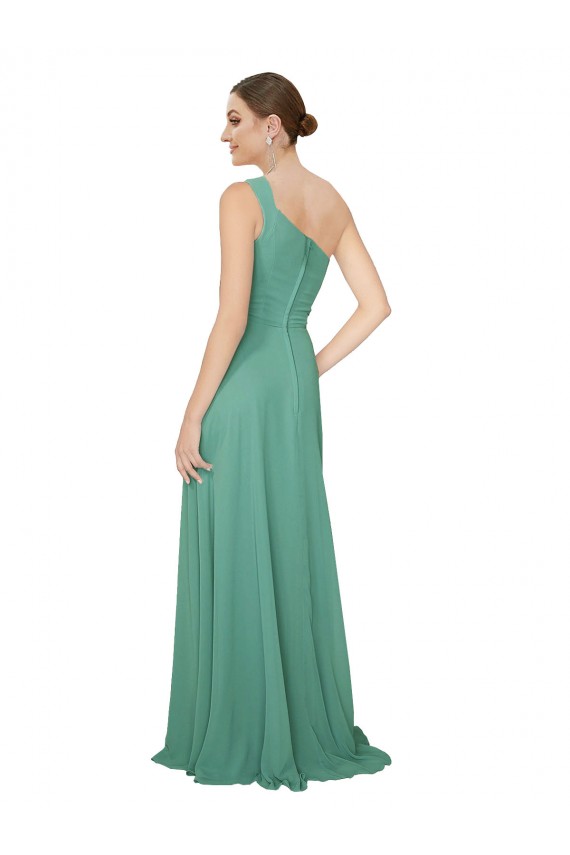 Soft Chiffon A-Line Long Sleeveless Icelandic Silver Bridesmaid Dress Glasgow