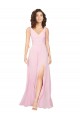 Soft Chiffon A-Line Long Sleeveless V-Back Barely Pink Bridesmaid Dresses Glasgow