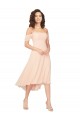 Soft Chiffon A-Line Midi Length Cold Shoulder Low Back High Low Bridesmaid Dress Glasgow