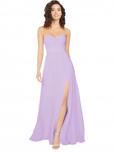 Chiffon A-Line Long Sleeveless Low Back Front Slit Bridesmaid Dresses Glasgow