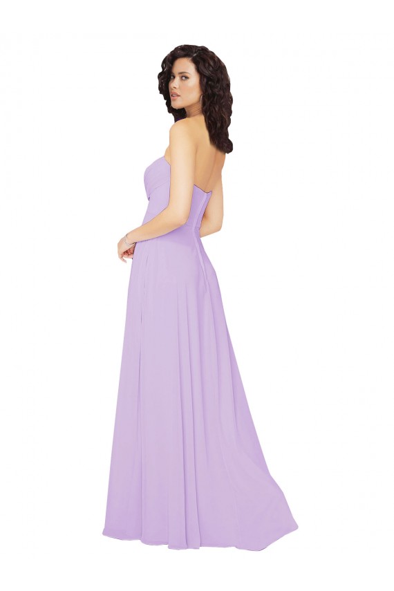 Chiffon A-Line Long Sleeveless Low Back Front Slit Bridesmaid Dresses Glasgow