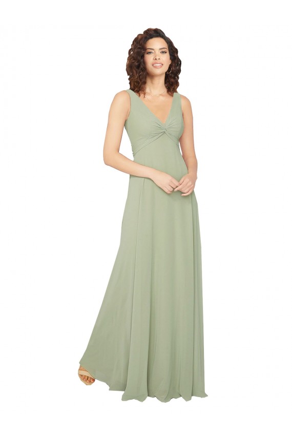 Chiffon A-Line Long Sleeveless V-Back Bridesmaid Dress / Evening Dress Glasgow
