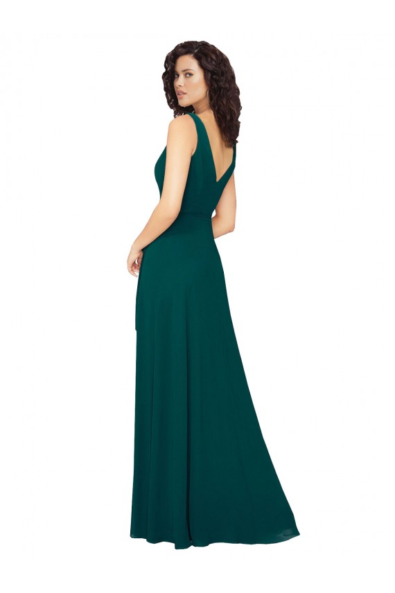 Chiffon A-Line Long Sleeveless V-Back Front Skirt Slit Bridesmaid Dresses Glasgow
